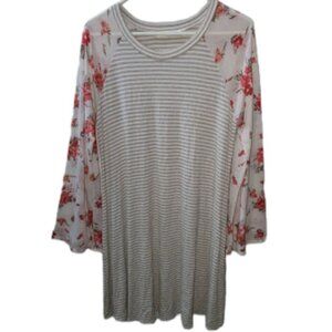 CHRIS & CAROL women's Dress stripe  floral pit to pit 18-26 inches Gray w-041